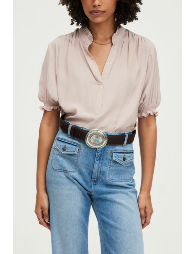 Blouse en satin à volants - UMELIA