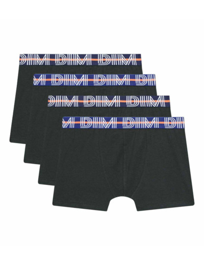 Lot de 4 boxers garçon coton stretch ceinture contrastée Noir EcoDim