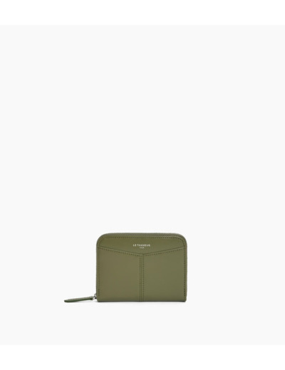 Porte monnaie zippé avec porte cartes amovible Charlotte en cuir lisse