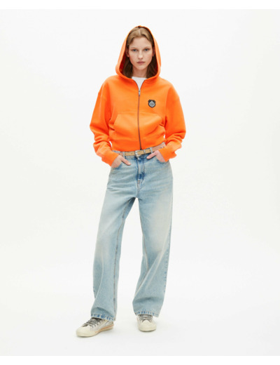 Sweat zippe avec blason orange