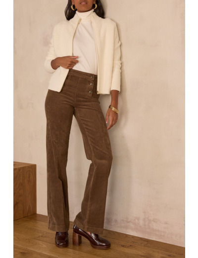 Pantalon taille haute large OXAN en velours côtelé