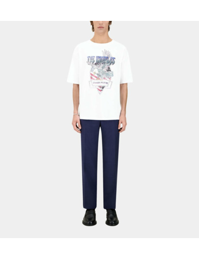 T-Shirt Blanc Avec Sérigraphie Chaos Eagle black washed