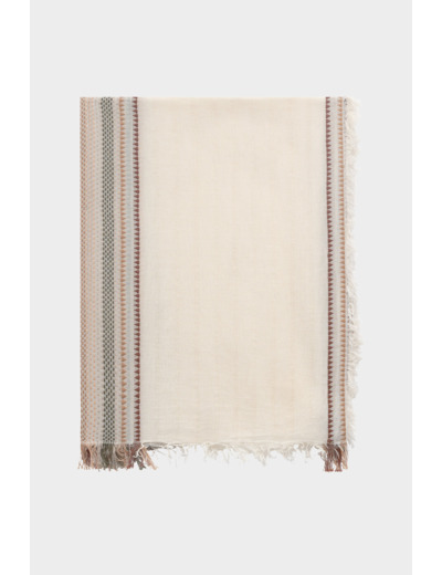 Foulard en coton à rayures brodées - OUYA