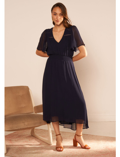 Robe midi avec manches volantées