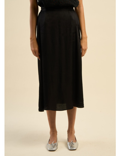 Jupe longue évasée en satin de viscose