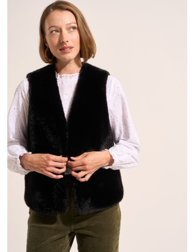Gilet sans manches en fausse fourrure