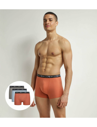 Lot de 3 boxers homme Marron Bleu Rouge Dim Coton Stretch