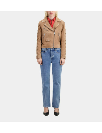 Blouson Cuir Suede beige
