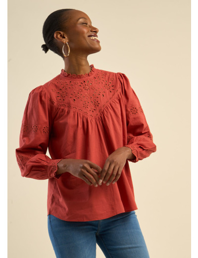 Blouse en voile de coton avec broderies anglaises