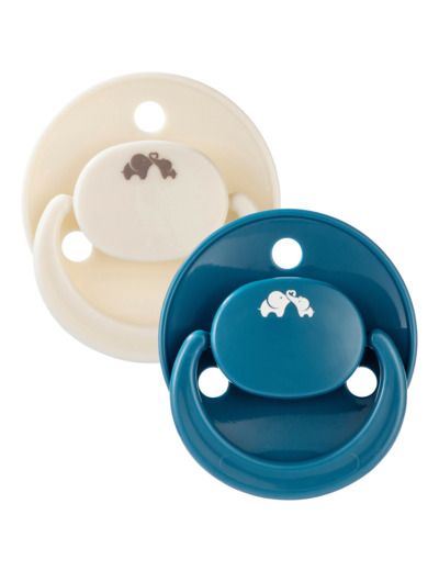 Lot 2 sucettes reversible 6 mois et plus Beige Et Bleu