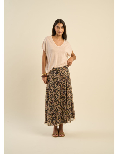 Jupe midi imprimé animalier