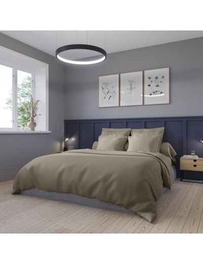 Housse de couette Partition Satin de coton Coloris Taupe