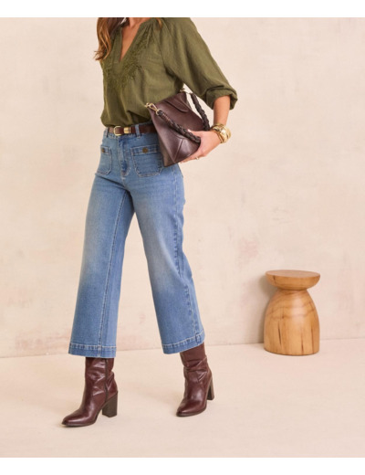 Jean large et cropped en coton mélangé MAE