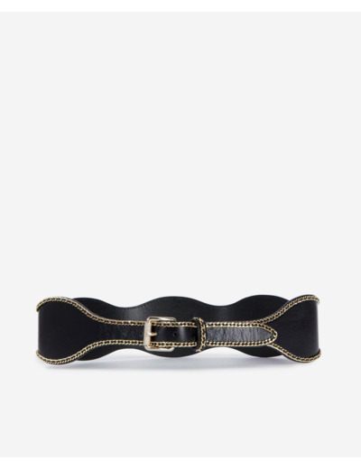 Ceinture en cuir avec chaîne black