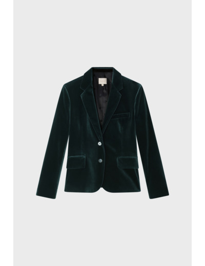Veste verte de tailleur en velours lisse