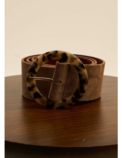 Ceinture en cuir large et boucle fantaisie