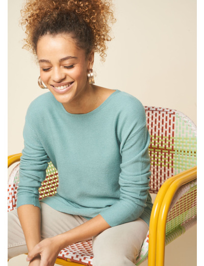 Pull col rond à manches longues