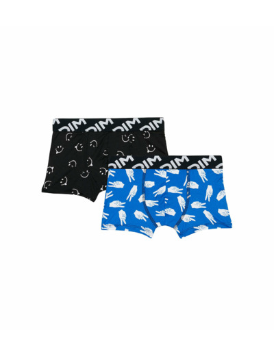 Lot de 2 boxers garçons en microfibre recyclée motif peace Dim Micro