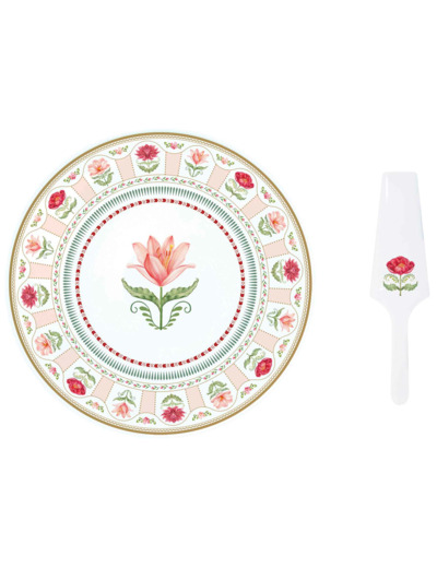 FLOWERY Cofret plat à tarte 32cm + pelle