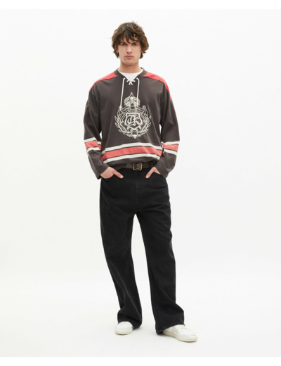 Sweat manches longues avec print devant black washed