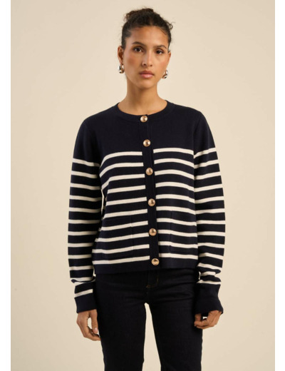 Gilet rayé détails boutons bijoux