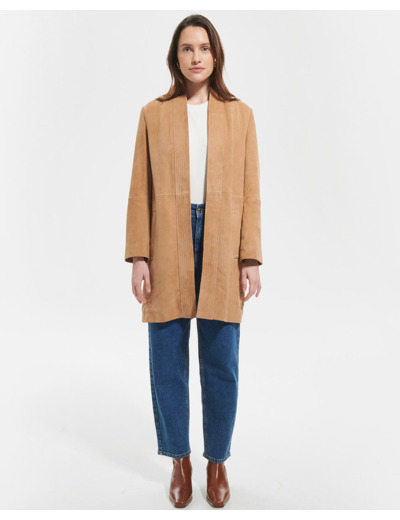 Manteau Marleya Beige en Cuir