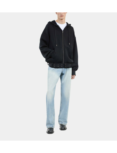 Sweatshirt À Capuche Noir black washed