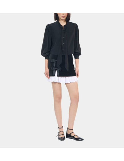 Chemise Courte En Soie Noire black