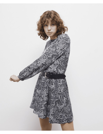 Robe Courte A Manches Longues black white