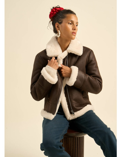 Blouson en fausse peau lainée