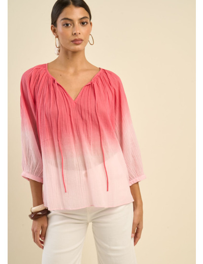Blouse dégradée fluide en gaze de coton