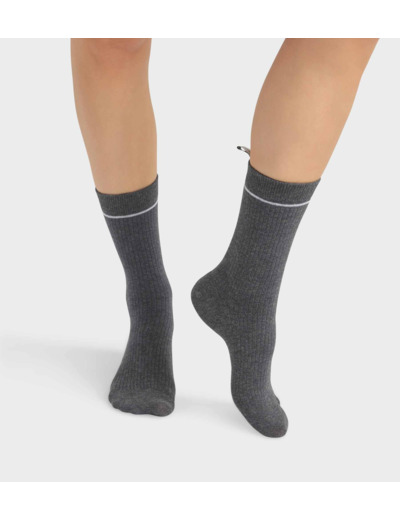 Chaussettes unisexes en coton modal côtelé Gris Dim Icons