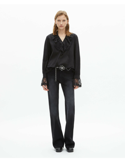 Top manche longue a volant black