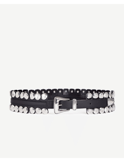 Ceinture Large En Cuir Noir Avec Rivets black