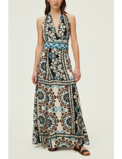 Robe longue dos nu imprimée - EMMA