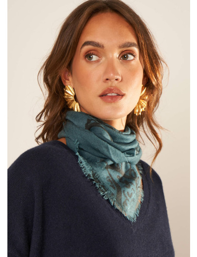 Foulard carré en laine et soie