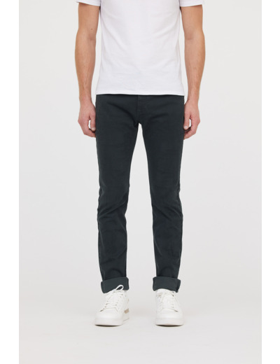 Pantalon faux uni, straight fit, taille medium haute,jambe ajustée