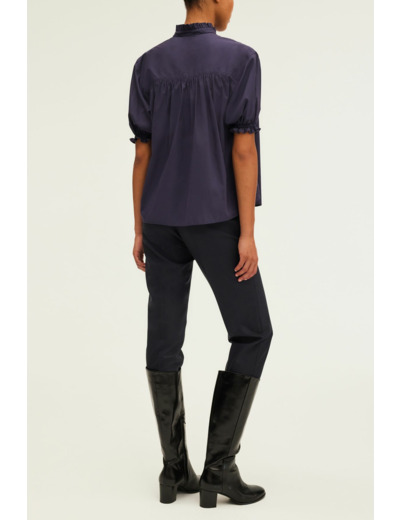 Blouse en coton à col montant