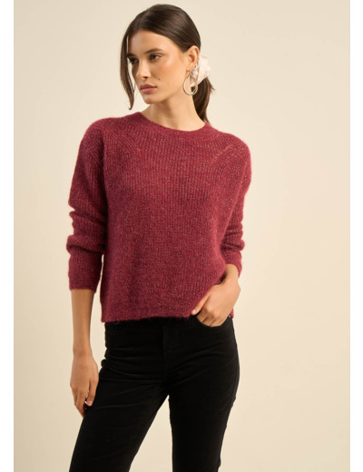 Pull col rond à détails brillants