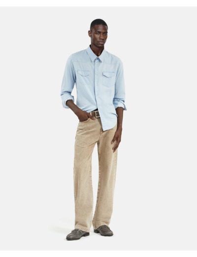 Chemise En Denim blue beige
