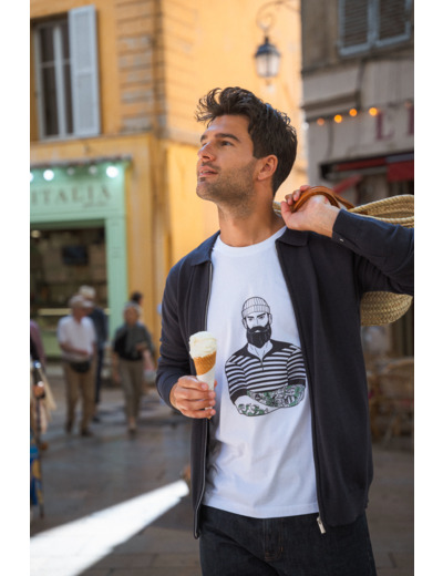 Tee-shirt homme col rond imprimé marin Daffi