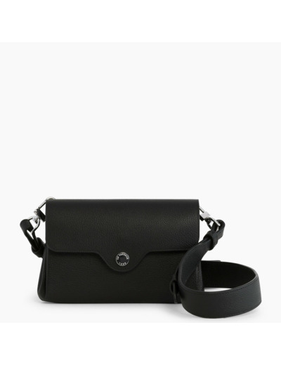 Pochette à rabat avec bandoulière amovible Sans couture en cuir grainé