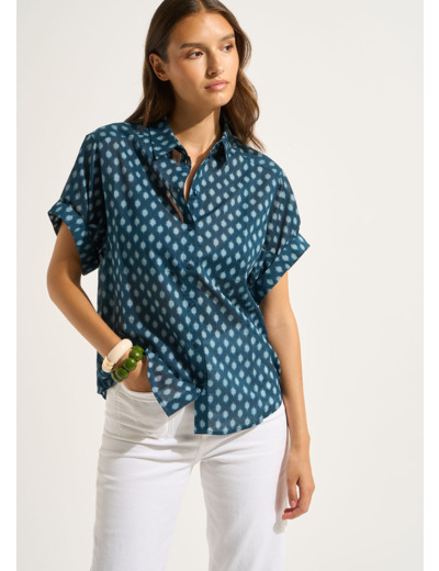 Chemise imprimée en coton à manches courtes