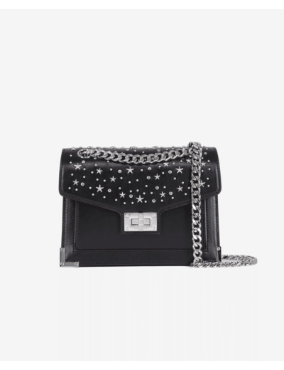 Sac Emily Chaîne En Cuir Noir Avec Étoiles black