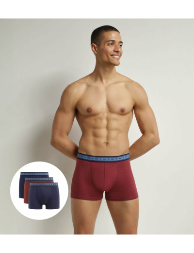 Lot de 3 boxers homme en coton bio Bleu Rouge Denim Dim Good