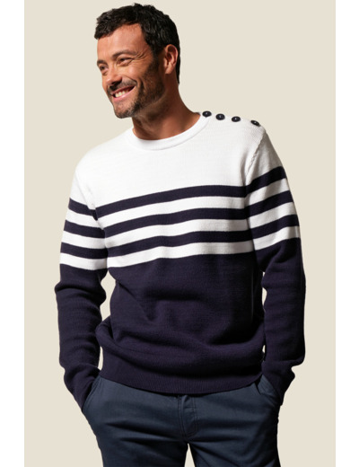 Pull homme rayé col rond Kais