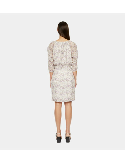 Robe Courte Imprimée Avec Laçage ecru/mauve chalk