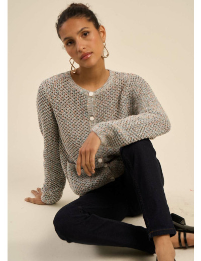 Gilet en lurex boutons bijoux