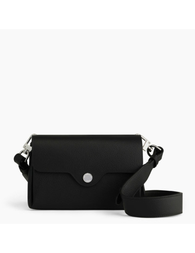 Pochette à rabat avec bandoulière amovible Sans couture en cuir grainé