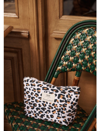 Pochette zippée léopard